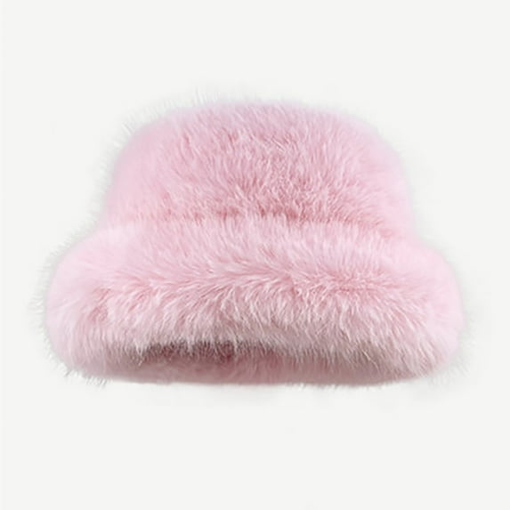 Kilaqueen Winter Bucket Hat Cute Warm Hat for Women Girls Ladies Winter Fur Bucket Hat Fuzzy Furry Hat Warm Fluffy Hat Fisherman Cap