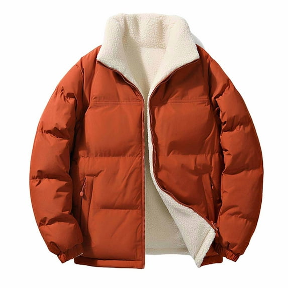 Kilaqueen Winter Coats for Women Fleece Lining Full-Zip Down Stand Collar Parkas Puffer Jacket with Pockets Long Sleeve Solid Color Warm Outerwear