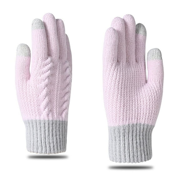 Kilaqueen Winter Gloves for Women/Men Warm Wool Touch Screen Windproof Thermal Knit Fleece Lined Gloves for Cold Weather Full Fingers Gloves