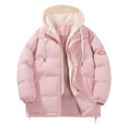 thumbnail image 1 of Kilaqueen Winter Jackets for Women Zipped Up Hooded with Drawstring Long-Sleeve Puffer Coats with Pockets Solid-Color Warm Casual Outfits, 1 of 3