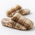 thumbnail image 1 of Kilaqueen Winter Plaid Slipper for Women Men Cozy Fluffy Plush Fleece Lining Memory Foam House Slippers Indoor Outdoor Retro Warm Non-Slip Fuzzy Slides Slip On Bedroom Shoes, 1 of 6