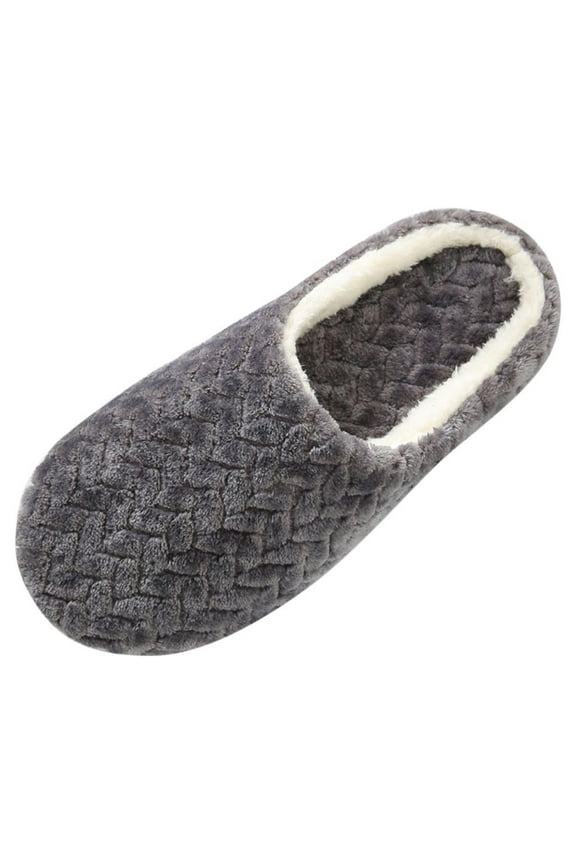 Winter Warm Slippers, Comfy Rhombus Pattern Faux Fur House Shoes Scuff Memory Foam Slip on Anti-Skid Sole Indoor Outdoor House Slippers for Women and Girls, on Clearance US 5.5-10