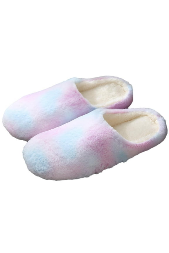 Winter Warm Slippers, Comfy Rhombus Pattern Faux Fur House Shoes Scuff Memory Foam Slip on Anti-Skid Sole Indoor Outdoor House Slippers for Women and Girls, on Clearance US 5.5-10