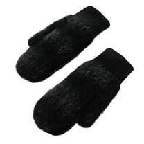 Kilaqueen Women/Men Winter Fuzzy Warm Mittens Adult Fashion Chunky Knit Outdoor Gloves Soft Fleece Lining Cold Weather Winterproof Winter Gloves