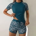 thumbnail image 1 of Kilaqueen Women Two Piece Rash Guard Hawaii Graphic UPF 50+ Bathing Suit Short Sleeve Swim Shirt and Board Shorts Surfing Swimsuit, 1 of 5