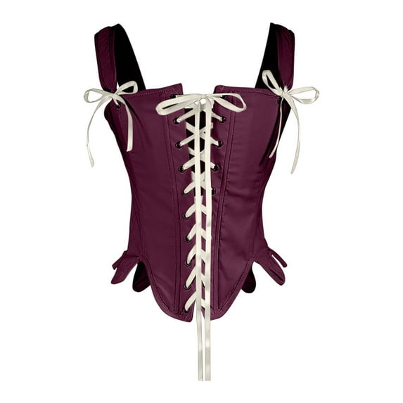 Kilaqueen Women Vintage Lace Up Boned Bustier Corset Top Shoulder Strap Medieval Bridal Plus Size Renaissance Floral Corset Top