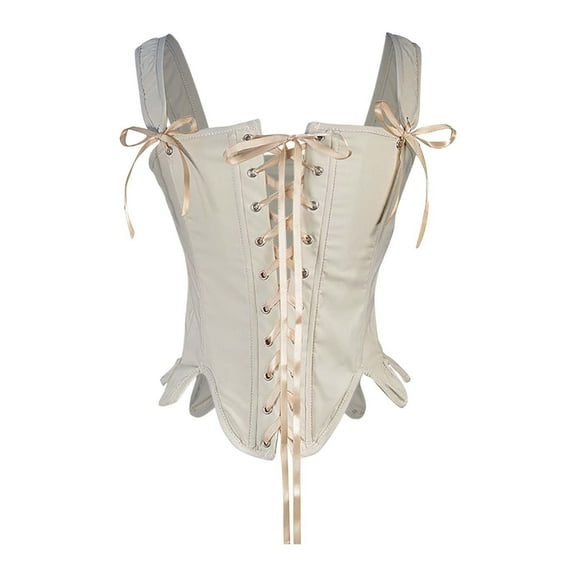 Kilaqueen Women Vintage Lace Up Boned Bustier Corset Top Shoulder Strap Medieval Bridal Plus Size Renaissance Floral Corset Top