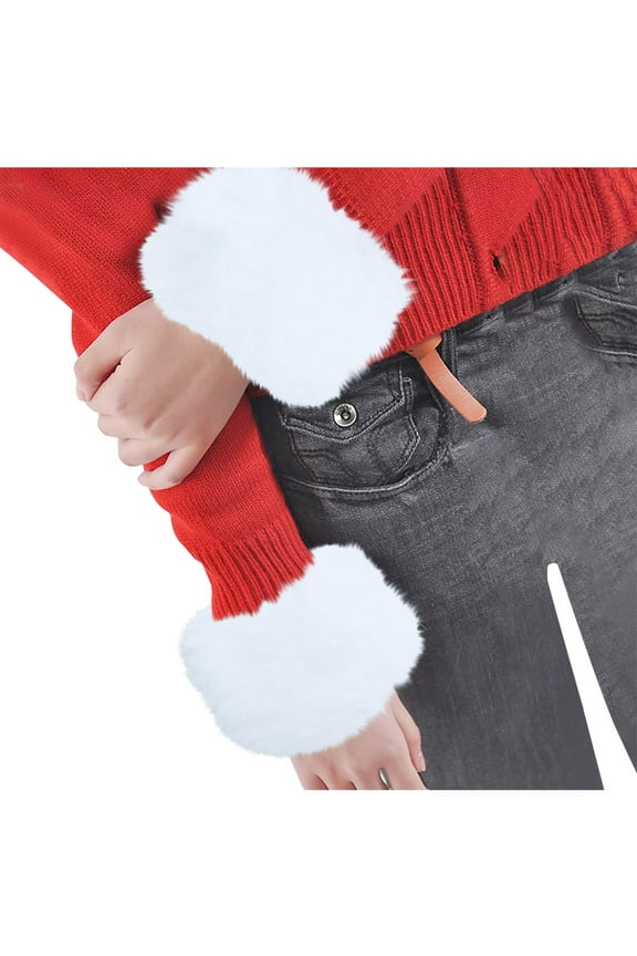 Women Winter Wrist Cuff Warmers Faux Fur Short Wrist Cuffs Arm Leg Warmers Winter Boot Cuffs Warm Band Ring Fluffy Soft Wrist Cover Ankle Warmer