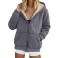 thumbnail image 1 of Kilaqueen Women Zip Up Fleece Jacket Thick Sherpa Lined Hooded Sweatshirts Long Sleeve Winter Thermal Hoodie Coats with Pockets, 1 of 4