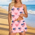 thumbnail image 1 of Kilaqueen Women's 3 Piece Tankini Swimsuit, Square Neck Sleeveless Tank Top, Split Swim Skirt & High Cut Bikini Briefs, Tummy Control Modest 4th of July Bathing Suit Outfit for Beach Pool Vacation, 1 of 5