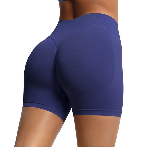 Kilaqueen Women's Biker Shorts Seamless Ribbed High Waisted Tummy Control Shorts Workout Running Biker Volleyball Shorts for Women