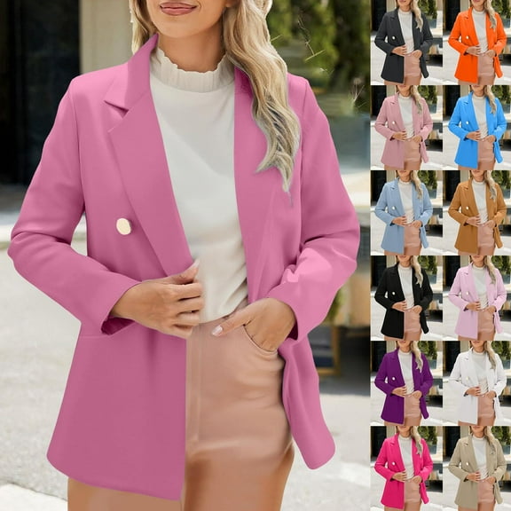 Kilaqueen Women's Blazers Business Casual Stretchy Suit Jackets, Long Sleeve Slim Fit Work Office Jacket with Pockets Solid Color Fall Winter Outfits