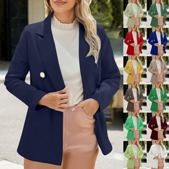 Kilaqueen Women's Blazers Business Casual Stretchy Suit Jackets, Long Sleeve Slim Fit Work Office Jacket with Pockets Solid Color Fall Winter Outfits