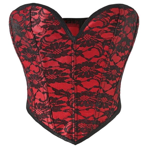 Kilaqueen Women's Brocade Corset Top, Strapless Sweetheart Bustier with Boning, Vintage Going Out Top for Parties and Costumes