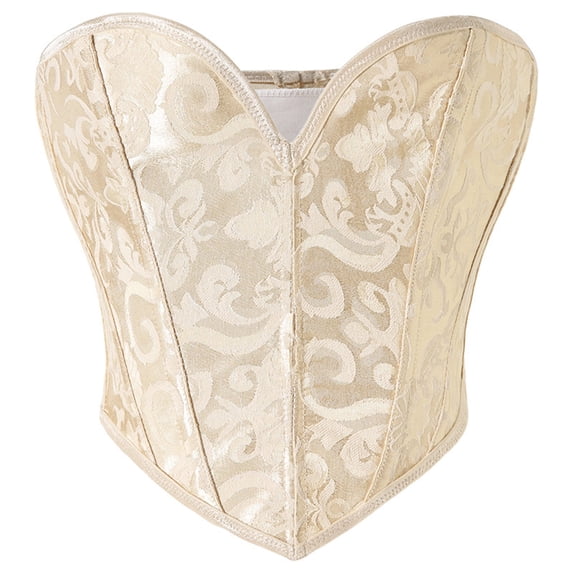 Kilaqueen Women's Brocade Corset Top, Strapless Sweetheart Bustier with Boning, Vintage Going Out Top for Parties and Costumes