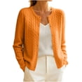 thumbnail image 1 of Kilaqueen Women's Cable Knit Cardigan Sweater, Crew Neck Button Down Long Sleeve Top, Lightweight Fall Layering Sweater for Office Wear, 1 of 5