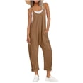 thumbnail image 1 of Kilaqueen Women's Causal One Piece Jumpsuits V Neck Sleeveless Harem Overalls Stretchy Adjustable Spaghetti Strap Romper with Pockets, 1 of 8