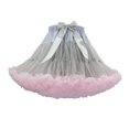 thumbnail image 1 of Kilaqueen Women's Color Contrast Ruffled Tulle Petticoat Skirt with Front Bow, Short Costume Tutu for Dance Party, Festival and Dress Up, 1 of 3