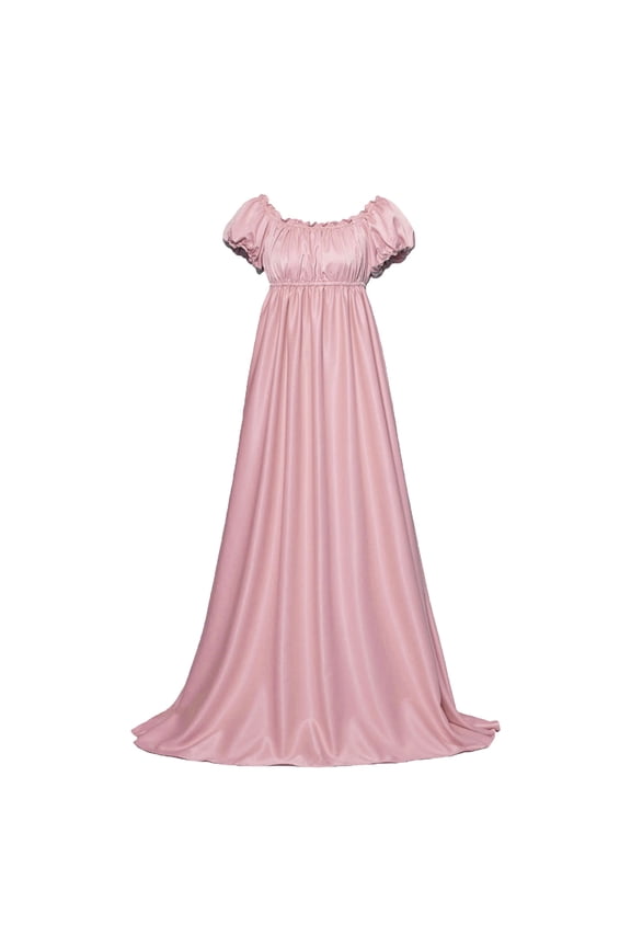Women's Daphne Regency Dress Jane Austen Style High Waistline Ruffled Puff Sleeve Victorian Long Ball Gown Tea Party Dress