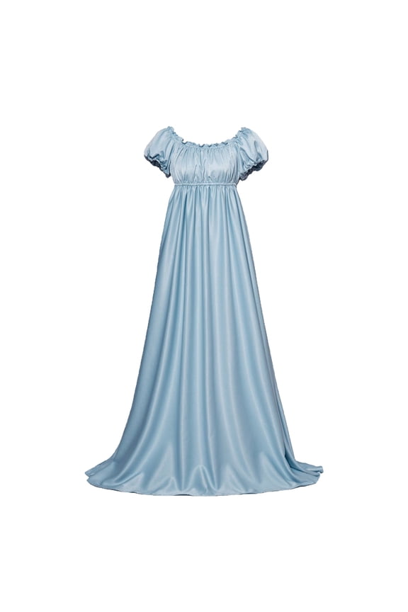 Women's Daphne Regency Dress Jane Austen Style High Waistline Ruffled Puff Sleeve Victorian Long Ball Gown Tea Party Dress