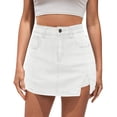 thumbnail image 1 of Kilaqueen Women's Denim Mini Skirt with Button Closure and Side Slit, High Waisted Jean Skirt with Pockets for Going Out, Travel and Casual Everyday Wear, 1 of 4