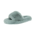thumbnail image 1 of Kilaqueen Women's Faux Fur Memory Foam Open Toe Slippers Indoor Outdoor Comfy Anti-Skid Sole Fuzzy Slippers Soft Plush Lightweight Bedroom House Slides, 1 of 8