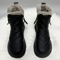 thumbnail image 1 of Kilaqueen Women's Flat Ankle Boots, Side Zipper Quilted Plush Lined Snow Boots, Winter Warm Outdoor Walking Shoes Slip On Memory Foam Anti-Slip Short Booties for Cold Weather, 1 of 6