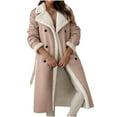 thumbnail image 1 of Kilaqueen Women's Fleece Lined Jacket Warm Thicken Notch Lapel Coats Casual Long Length Solid Color Jacket, 1 of 8