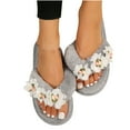 thumbnail image 1 of Kilaqueen Women's Fuzzy Flip Flops Cozy Lightweight Memory Foam Thong Sandals Anti-Skid Indoor Outdoor Soft Comfy Open Toe Fluffy Slip On Thong Slippers Floral House Bedroom Slides Spa Flip Flops, 1 of 9