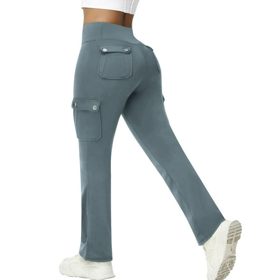 Kilaqueen Women's High Waist Cargo Leggings Tummy Control Butt Lift Workout Yoga Pants with Pockets, Stretchy Hiking Cargo Pants Sweatpants