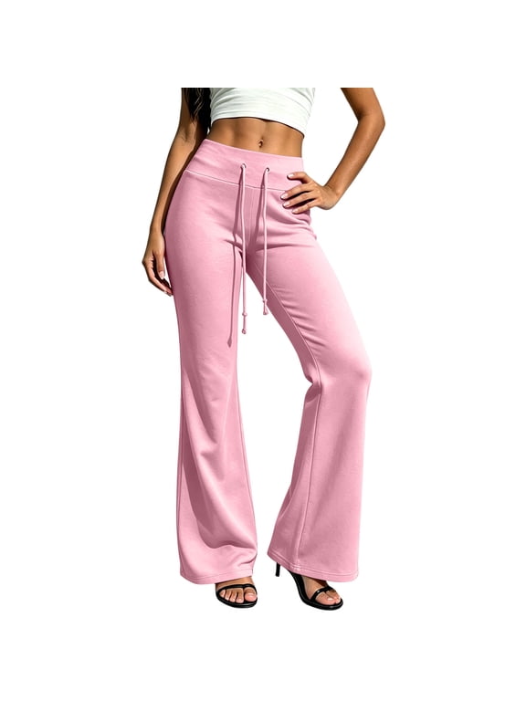 Women's High Waisted Drawstring Wide Leg Yoga Pants, Flowy Lounge Trousers for Travel, Walking, Workouts, Relaxing and Casual Wear