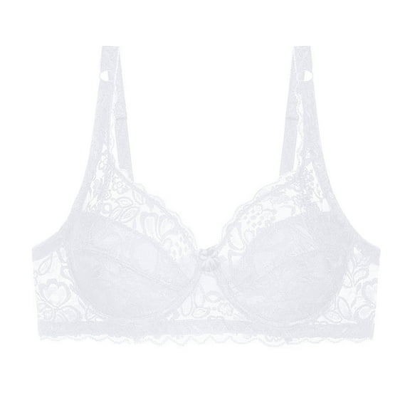 Kilaqueen Women's Lace Mesh Balconette Bra Push Up Sexy Full Coverage Bralette Plus Size Underwired See Through Minimizer Bras Comfort Everyday Bras