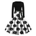 thumbnail image 1 of Kilaqueen Women's Long Sleeve Halloween Dress Retro A Line Round Neck Semi-Formal Hepburn Cocktail Party Evening Dresses, 1 of 3