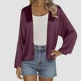 thumbnail image 1 of Kilaqueen Women's Long Sleeve Open Front Cardigan Solid Color Silk Vintage Short Cardigan Lightweight Soft Comfy Cropped Shrug Bolero Cardigan for Dress, 1 of 8