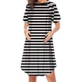 thumbnail image 1 of Kilaqueen Women's Maternity Dress Striped Zipper Side Short Sleeve Nightgown Breastfeeding Nursing Pregnancy Dress, 1 of 2