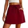 thumbnail image 1 of Kilaqueen Women's Mini Skirt with Drawstring Elastic Waist and Pockets, Casual A Line Skirt for Travel, Beach Trips, Weekends and Summer Wear, 1 of 7