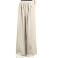 thumbnail image 1 of Kilaqueen Women's Palazzo Cotton Linen Pants Wide Leg Casual Loose Elastic Waist Beach Travel Vacation Harem Pants with Pockets, 1 of 6