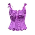 thumbnail image 1 of Kilaqueen Women's Renaissance Vintage Corset Bustier Chic Wave Hem Lace Up Tie Front Overbust Bodice Bodyshaper Tops Halloween Costumes, 1 of 9
