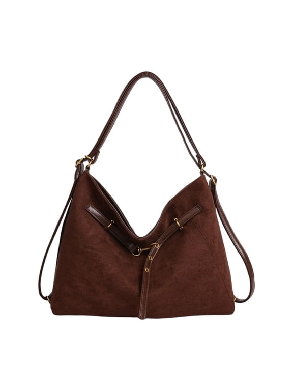 Women's Retro Faux Suede Hobo Bag, Large Slouchy Shoulder Bag with Adjustable Strap, Vintage Tote Handbag for Work, Travel & Daily Use