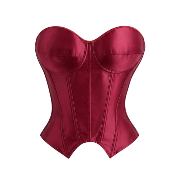Kilaqueen Women's Satin Strapless Sweetheart Corset Top, Vintage Bustier Shapewear Corset for Party Club Evening Outfit