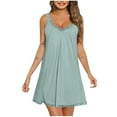 thumbnail image 1 of Kilaqueen Women's Sexy Lace-Panel Nightgown Sleeveless Cami Nightdress V Neck Solid Color Comfy Soft Sleepwear, 1 of 4