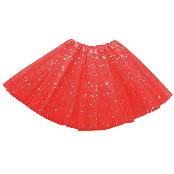 Kilaqueen Women's Sparkle Tulle A Line Skirt with Elastic Waistband, Short Layered Dance Tutu for Party Outfit, Festival, Costume and Dress Up