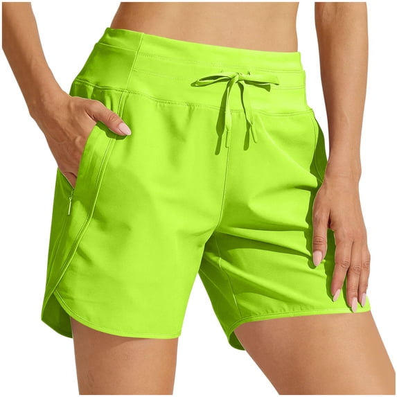 Kilaqueen Women's Sports & Recreation Shorts Quick Dry High Waisted Active Gym Exercise Athletic Running Shorts Sun Protection UPF 50+ Lightweight Workout Shorts with Back Zipper Pockets