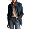 thumbnail image 1 of Kilaqueen Women's Stand Collar Short Jacket with Button Front and Flap Chest Pockets, Long Sleeve Layer for Fall, Travel and Daily Wear, 1 of 9