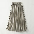 thumbnail image 1 of Kilaqueen Women's Striped Cotton Linen Skirts Elastic Waist Long Flowy Bohemian Casual Summer A Line Maxi Skirt with Pockets, 1 of 9
