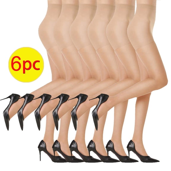 Kilaqueen Women's Ultra Sheer Control Top Pantyhose (6 Pair Pack), High Waisted Comfortable Slimming Silky Sheer Tights, Lightweight Womens Stockings