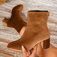 Kilaqueen Women's Velvet Ankle Boots, Back Zipper Closure Block Heel ...