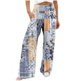 thumbnail image 1 of Kilaqueen Womens Boho Palazzo Pants Wide Leg Beach Pants High Waisted Lounge Pants with Pockets Business Work Pants, 1 of 5