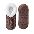 thumbnail image 1 of Kilaqueen Womens Cable Knit Slipper Socks with Plush Fleece Cuff and Grippers, Cozy Indoor House Socks for Lounge, Sleep and Cold Days, 1 of 1