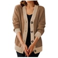 thumbnail image 1 of Kilaqueen Womens Cardigan Sweaters V Neck Button Down Open Front Long Sleeve Knit Cardigan Casual Color Block Lightweight Sweaters Coats, 1 of 6